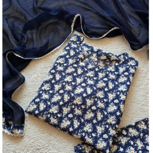 PRINTED LINEN-NAVY (S,L)